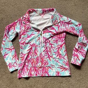 Lilly Pulitzer pink and blue coral print zip-up